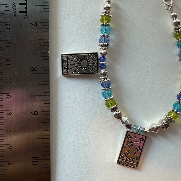 Handmade Necklace Sterling Silver Tarot Charms & *YOU CHOOSE COLORS* Glass Beads - Picture 10 of 10
